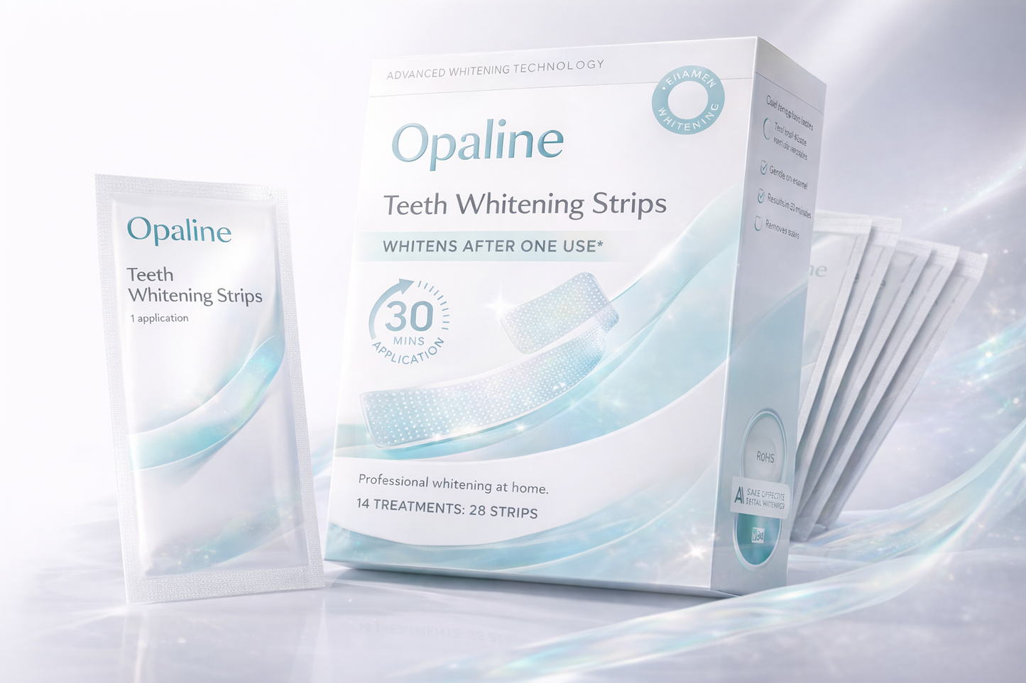 Peroxide Free Teeth Whitening Strips for Sensitive Teeth Base Packaging - Opaline